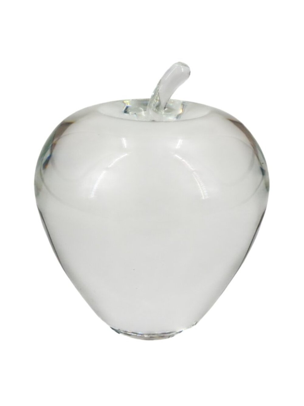Steuben FLAW Signed Crystal Temptation Clear Apple Paperweight Figurine 4in Tall
